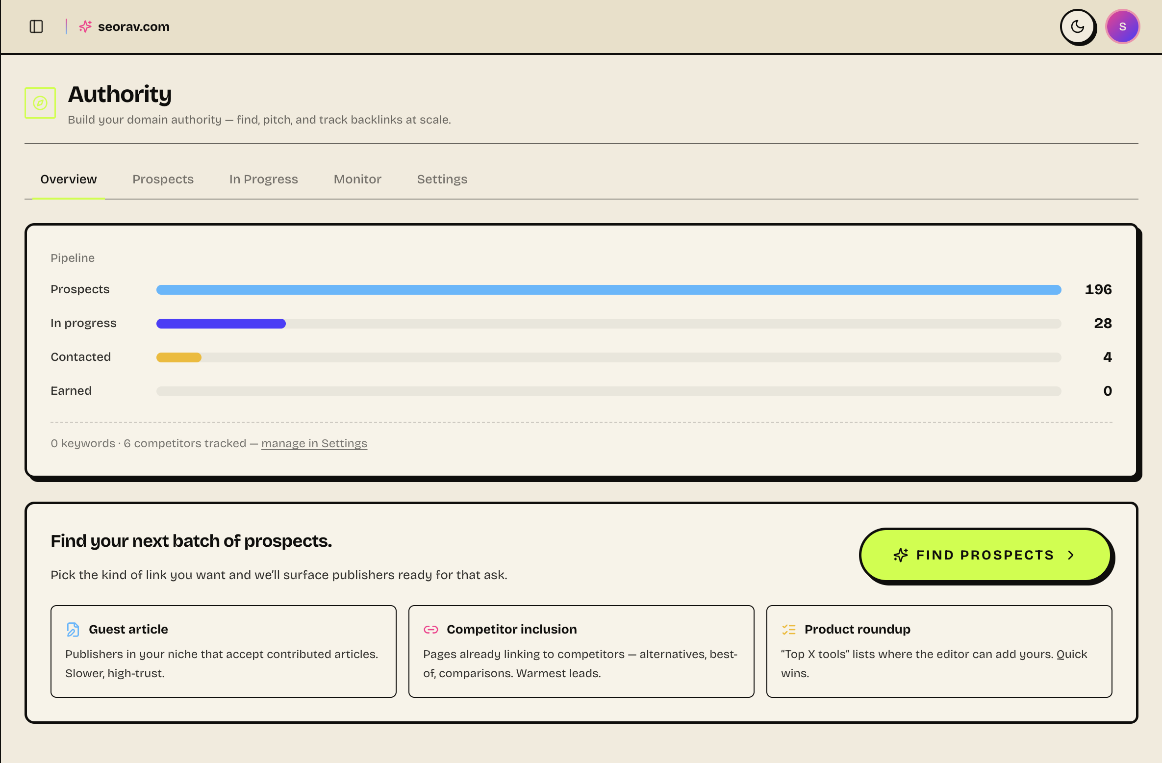 Authority pipeline + outreach